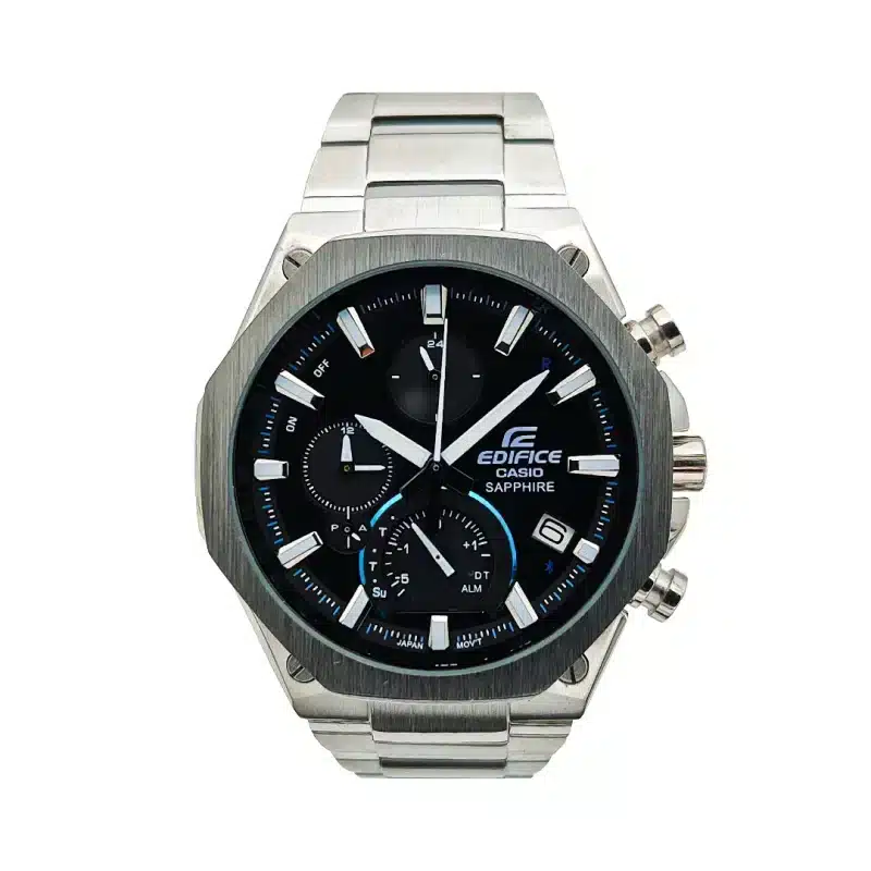 ساعت کاسیو ادیفایس EQB-1100 مردانه نقره ای صفحه مشکی Casio-6672-G